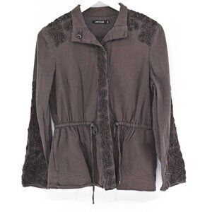 LOVE‎ SAM by ANTHROPOLOGIE Jacket Womens Sz XS Travis Military Brown Embellished